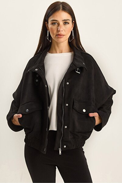 Hiccup LUCCI oversized thick Gabardine jacket with zip closure