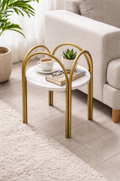 Fec Reklam DEKORATİF YAN SEHPA ÇİÇEKLİK SAKSILIK SAKSI STANDI KAHVE ÇAY SEHPASI