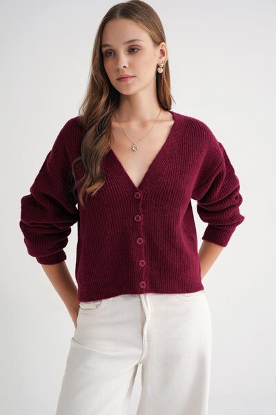 Hiccup Mixray textured V-neck button cardigan