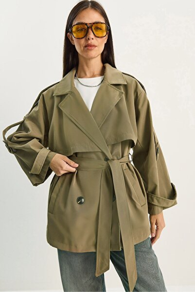 Hiccup LUCCI midi trench coat with shirt collar and buttons, medium thickness