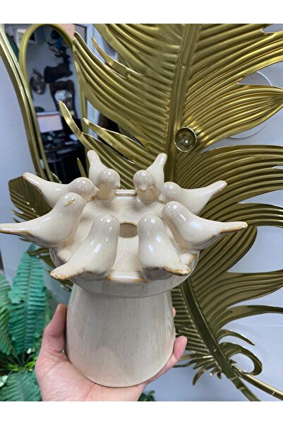 Vitale Seramik Kuşlu Mumluk 21*21*18 cm