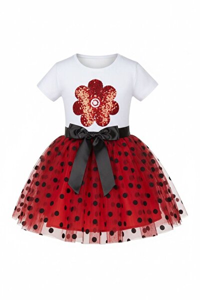 Astra Plus Set fustă și bluză cu buline pentru fete, costum pentru ocazii spe...