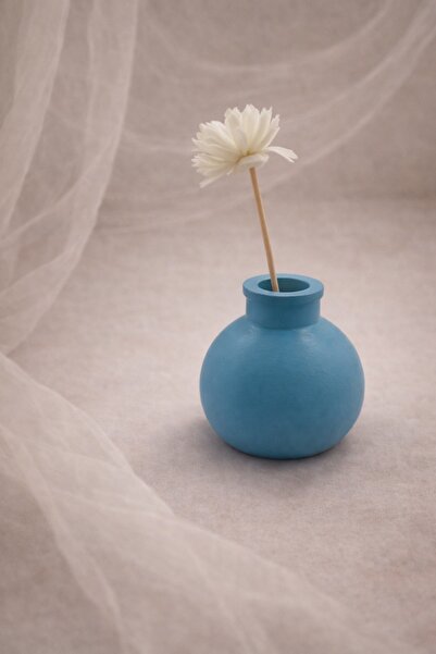 Atiye Studio مزهرية مستديرة صغيرة مصنوعة يدويًا من مسحوق الحجر - مزهرية زخرفي...