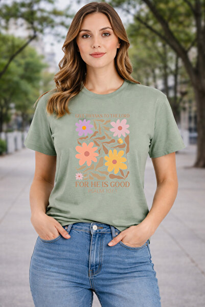 herkesemoda Tricou de bază cu imprimeu For He Is Good și detalii decorative