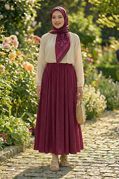 TrendParis Fusta maxi lejeră sezonieră din țesătură Strawberry