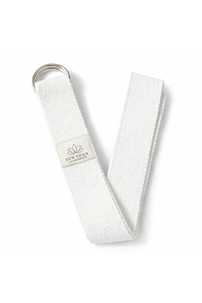 SUNYOGA Естествен органичен памучен колан за йога и пилатес, бял цвят, 200 см...