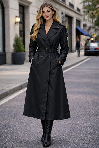 ModaPlaza Women's Belted Long Trench Coat 5941