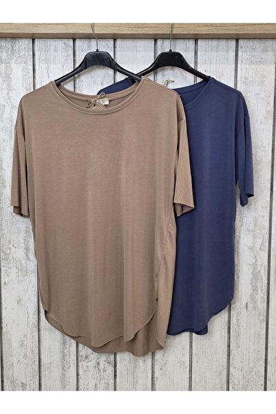 pudubutik Crew Neck Jersey Blouse Indigo Blue