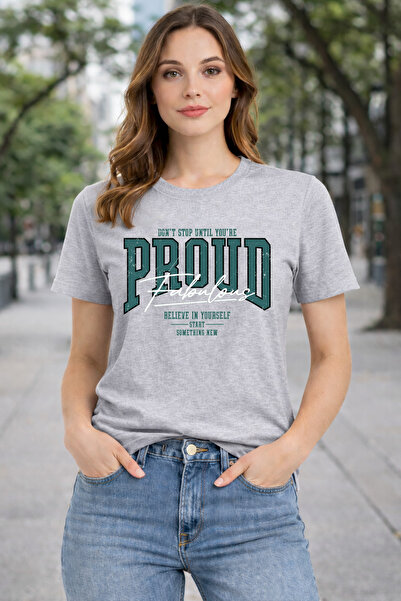 herkesemoda Tricou de bază cu imprimeu detaliat Proud