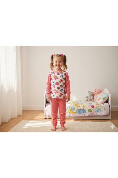 Pijamax Patterned Cotton Pajama Set with Cuffed Sleeves and Cuffs at the Hem