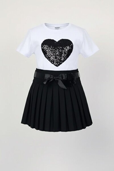 Astra Plus Set fustă și bluză neagră pentru fete, costum 23 aprilie - Negru -...