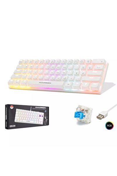 HADRON G508B Mekanik Oyuncu Klavyesi %60 Mini - RGB Blue Switch Q Beyaz