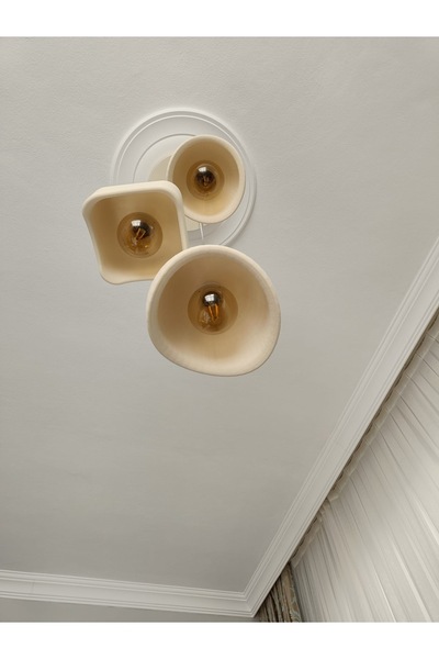 MarsCrafts Kumanda Kontrollü Beton Görünümlü 3ˆLü Kare Oval Avize ( E-27 AMPÜ...