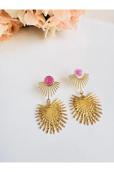 DEVİ fashion أقراط ذهبية على شكل مروحة 5 سم