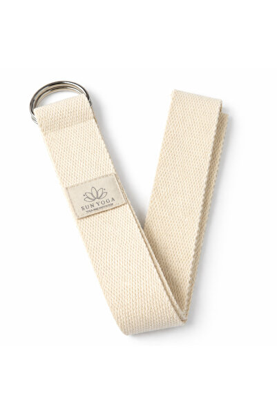 SUNYOGA Curea de yoga și pilates din bumbac organic natural, culoare ecru bru...