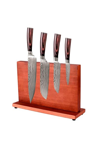 hocho Set 4 cutite cu suport magnetic stationar salcam HOCHO, otel Japonez HR...