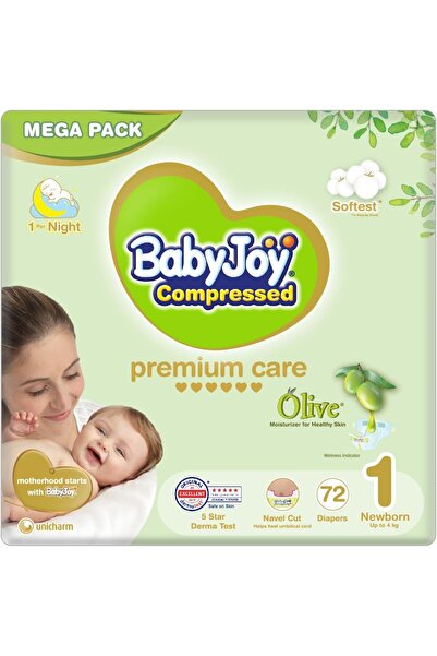 Laxum حفاضات أوليف تيب، مقاس 1، حديثي الولادة، 0-4 كجم، عبوة ميجا، 72 حفاضة