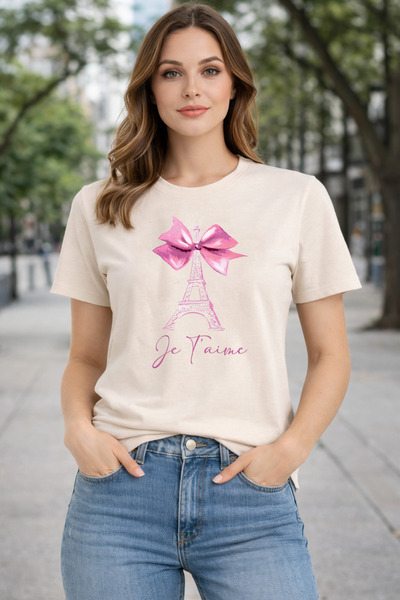 herkesemoda Je Time Print Detailed Basic T-Shirt