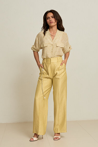 Setre Olive Comfortable Cut Pants with Pocket and Waist Detail and Accessory ...