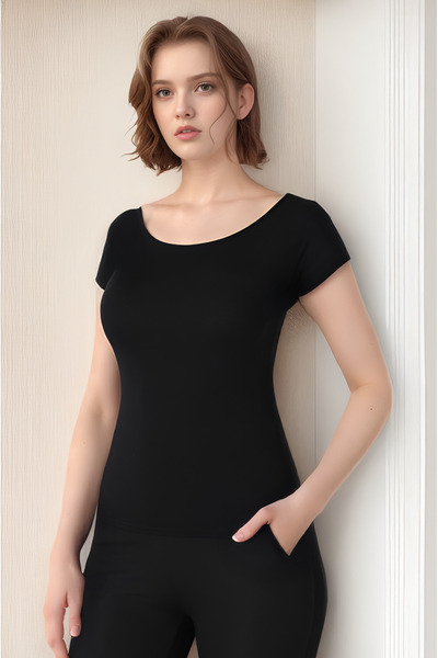 CONFEO KADIN MODAL ÇIKMA KOL T-SHIRT