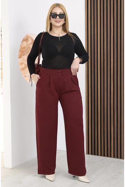 Siyezen Plus Size Lycra Pleated Palazzo Trousers