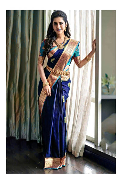 MYSMAR Blue Silk Saree - MAF3008 | Blue