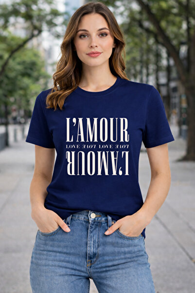 herkesemoda L'Amouar Basic T-Shirt with Print Detail