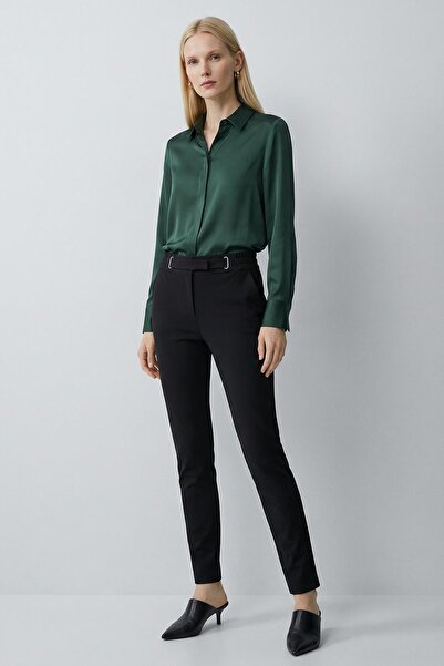 Rays 8409A Elastic Waist Belted Trousers Black