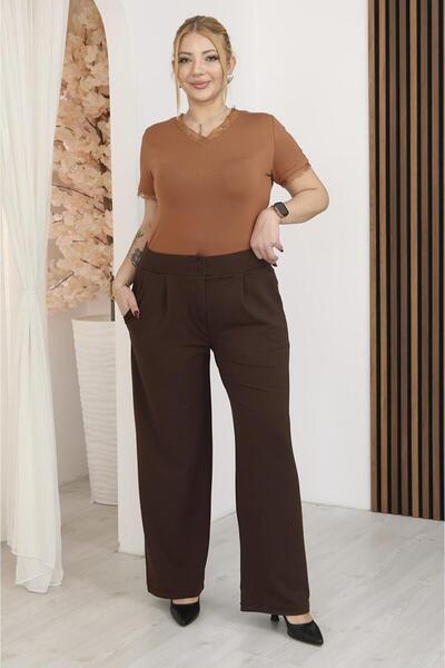 Siyezen Plus Size Lycra Pleated Palazzo Trousers