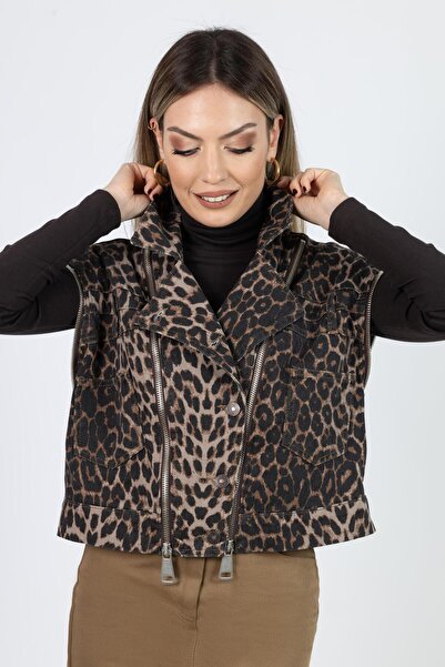 Duya Butik LEOPAR GABARDİN YELEK