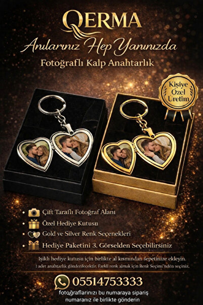 QERMA ÇELİK (GOLD) FOTOĞRAF KOYULABİLEN ANAHTARLIK AÇILABİLİR AÇILIR KAPAKLI ...