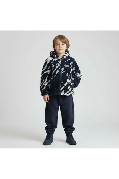 Leni Kids Navy Blue Fleece Cardigan