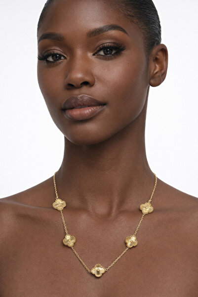 Marca Accessories Zarif Yonca Detaylı Gold Kolye