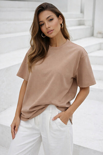 Rich Γυναικείο T-Shirt Oversize από ύφασμα Premium Modal με βιζόν