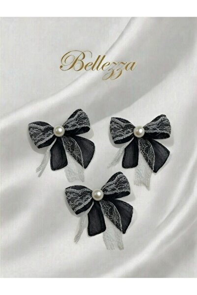Bellezza Concept Linen and Lace Bow with Pearl Detail Handmade Decorative Orn...