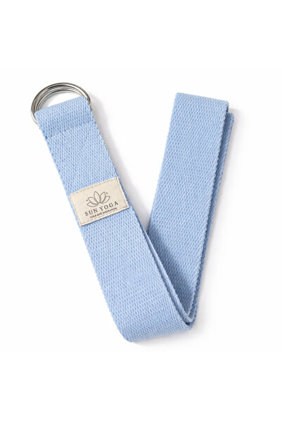 SUNYOGA Curea de yoga Pilates din bumbac organic natural, culoare albastră, 2...