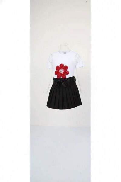 Bonnie Clyde Черна пола за момичета с червени цветя Костюм за специални повод...