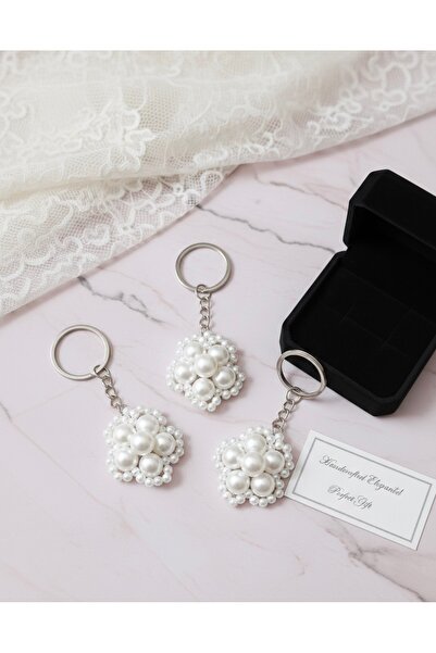 VESPERASTOREE Çiçek inci anahtarlık- hediyelik,kına,düğün,nişan,söz,bride 1 adet