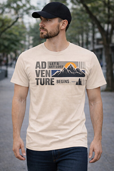 herkesemoda Adventure Print Detailed Basic T-Shirt