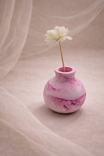 Atiye Studio مزهرية مستديرة صغيرة مصنوعة يدويًا من مسحوق الحجر - مزهرية زخرفي...