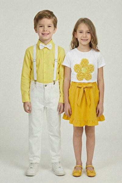nacar çarşı 2-компонентен комплект за момичета с жълти маргаритки и комплект ...