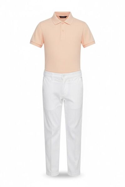 Astra Plus Αγορίστικο λευκό παντελόνι σολομού 23 Απριλίου - Σολομό - ASTPSERY...