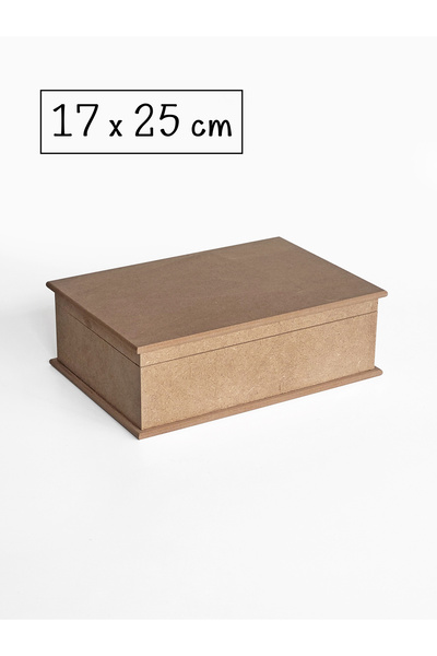 Ahşap Ham mdf, Boyanabilir, Menteşe Kapak Dikdörtgen Kutu, 17x25 cm
