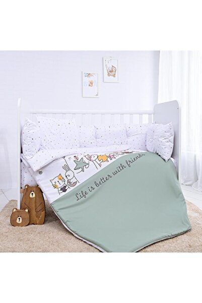 LORELLİ Set lenjerie 7 piese Lily Happy Friends Mint, bumbac ranforce, pentru...