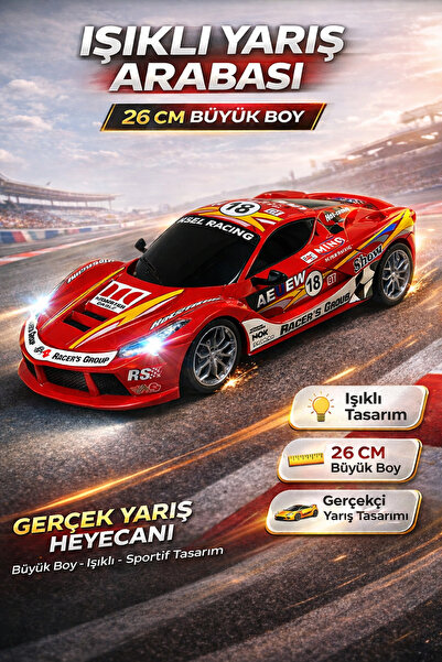 Rechargeable LED Light Ferrari Racing Car 26cm | Remote Control Large Size Sports Toy Car