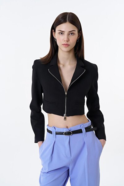 Shoe Box By Quzu Quzu Front Zipper Crop Jacket