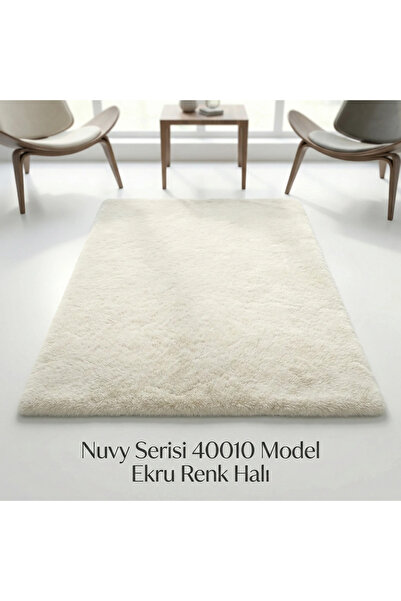 Sihirli Halı Nuvy Serisi 40010 Model Ekru Renk Düz Kesim Halı