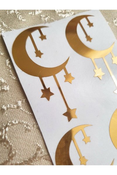 Alaa Butik Online Ramadan Concept Gold Moon Star Sticker Set – 6 Luxury Vinyl Stickers