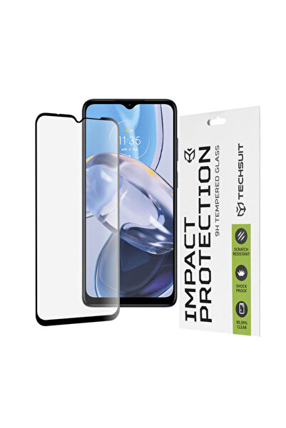 Techsuit Sticlă completă 111D cu adeziv complet pentru Motorola Moto E22, neagră