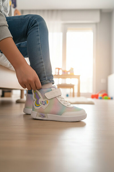 enoch Enoch Butterfly and Wing Figured High-Top Girls' Sports Shoes with Velcro